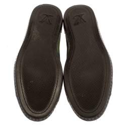 Pre Owned Louis Vuitton Brown Suede And Damier Ebene Punchy Ace Low Top Sneakers Size 41