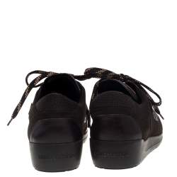 Pre Owned Louis Vuitton Dark Brown Mesh Suede and Leather Low Top Sneakers Size 43.5