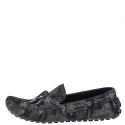 مملوكة مسبقًا حذاء لوفرز لوي فيتون سليب أون سويدي كامو رمادي مقاس 43