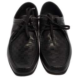 Pre Owned Louis Vuitton Black Damier Leather Derby Moccasins Size 41