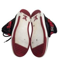 Pre Owned Louis Vuitton Black/Grey Suede And Nylon Slipstream Sneakers Size 40.5