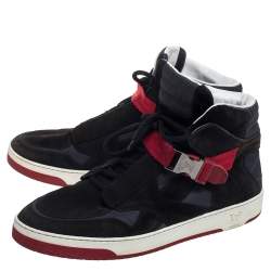 Pre Owned Louis Vuitton Black/Grey Suede And Nylon Slipstream Sneakers Size 40.5