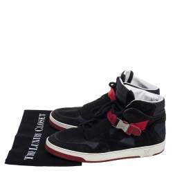 Pre Owned Louis Vuitton Black/Grey Suede And Nylon Slipstream Sneakers Size 40.5