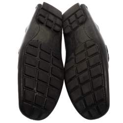Pre Owned Louis Vuitton Black Leather Monte Carlo Slip On Loafers Size 44