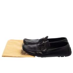 Pre Owned Louis Vuitton Black Leather Monte Carlo Slip On Loafers Size 44