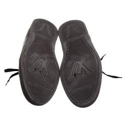 Pre Owned Louis Vuitton Black Leather And Monogram Canvas Line Up Low Top Sneakers Size 43