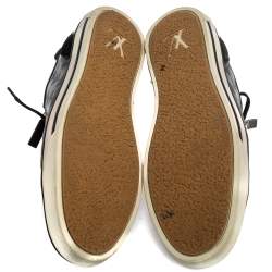 Pre Owned Louis Vuitton Black Damier Embossed Leather And Suede Low Top Sneakers Size 42.5