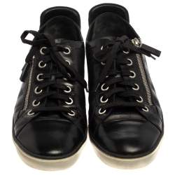Pre Owned Louis Vuitton Black Damier Embossed Leather And Suede Low Top Sneakers Size 42.5