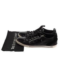 Pre Owned Louis Vuitton Black Damier Embossed Leather And Suede Low Top Sneakers Size 42.5