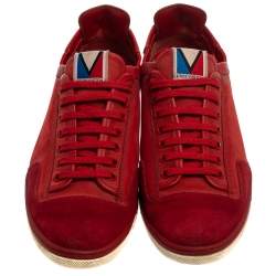 مملوكة مسبقًا Louis Vuitton Red Suede And Leather Slalom Sneakers Size 42