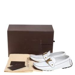 Pre Owned  Louis Vuitton White Leather Monte Carlo Loafers Size 42