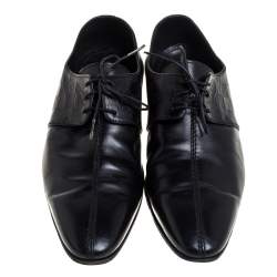 Pre Owned Louis Vuitton Black Damier Embossed Leather Lace Up Oxfords Size 42