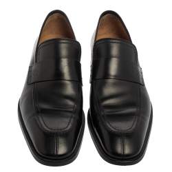 Pre Owned حذاء لوفرز لوي فيتون جلد أسود بالشعار مثقب سليب أون مقاس 40