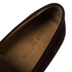 Pre Owned Louis Vuitton Vintage Brown Suede Slip On Loafers Size 43.5