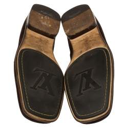 Pre Owned Louis Vuitton Vintage Brown Suede Slip On Loafers Size 43.5
