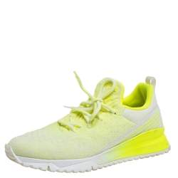 Pre Owned Louis Vuitton Neon Yellow Knit Fabric V.N.R Sneakers Size 41