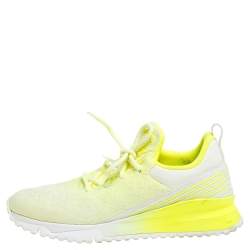 Pre Owned Louis Vuitton Neon Yellow Knit Fabric V.N.R Sneakers Size 41