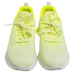 Pre Owned Louis Vuitton Neon Yellow Knit Fabric V.N.R Sneakers Size 41