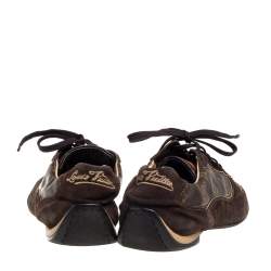 Louis Vuitton Brown Monogram Canvas And  Suede Sneakers Size 43.5