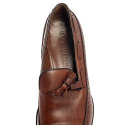 Pre Owned Louis Vuitton Brown Leather Tassel And Brogue Detail Loafers Size 41.5