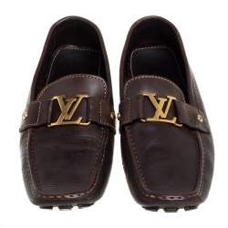 Pre Owned Louis Vuitton Brown Leather Monte Carlo Loafers Size 44
