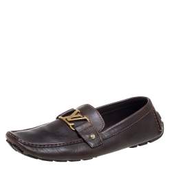 Louis Vuitton Brown Leather Monte Carlo Loafers Size 44 Louis