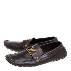 Pre Owned Louis Vuitton Brown Leather Monte Carlo Loafers Size 44