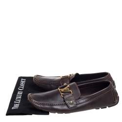 Pre Owned Louis Vuitton Brown Leather Monte Carlo Loafers Size 44