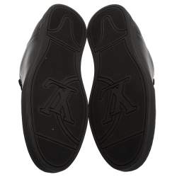 Pre Owned Louis Vuitton Black Leather And Damier Canvas Low Top Sneaker Size 43