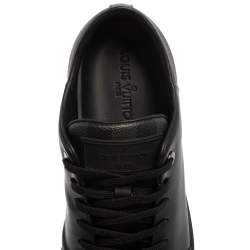 Pre Owned Louis Vuitton Black Leather And Damier Canvas Low Top Sneaker Size 43