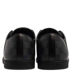 Pre Owned Louis Vuitton Black Leather And Damier Canvas Low Top Sneaker Size 43