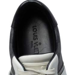 Louis Vuitton White Leather and Damier Graphite Canvas Low Top Sneakers Size 40.5