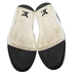 Louis Vuitton White Leather and Damier Graphite Canvas Low Top Sneakers Size 40.5