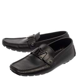 مملوكة مسبقًا Louis Vuitton Black Leather Monte Carlo Loafers Size 43