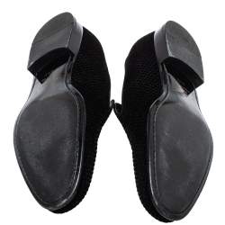 Pre Owned Louis Vuitton Black Check Velvet Tassel Detail Smoking Slippers Size 43.5