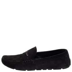 مملوكة مسبقًا حذاء لوفرز لوى فيتون بينى شاد سويدى نقش دامييه أزرق داكن مقاس 43