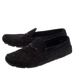 مملوكة مسبقًا حذاء لوفرز لوى فيتون بينى شاد سويدى نقش دامييه أزرق داكن مقاس 43