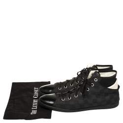 Pre Owned Louis Vuitton Black Damier Coated Canvas And Leather Sneakers Size 44