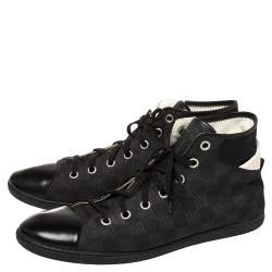 Pre Owned Louis Vuitton Black Damier Coated Canvas And Leather Sneakers Size 44