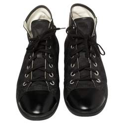 Pre Owned Louis Vuitton Black Damier Coated Canvas And Leather Sneakers Size 44