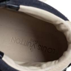 Pre Owned Louis Vuitton Blue Suede And Leather Velcro Straps High Top Sneakers Size 43