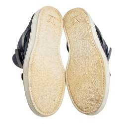 Pre Owned Louis Vuitton Blue Suede And Leather Velcro Straps High Top Sneakers Size 43