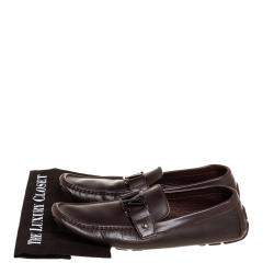 مملوكة مسبقًا حذاء لوفرز لوى فيتون سليب أون مونت كارلو جلد بنى داكن مقاس 45