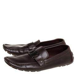 مملوكة مسبقًا حذاء لوفرز لوى فيتون سليب أون مونت كارلو جلد بنى داكن مقاس 45