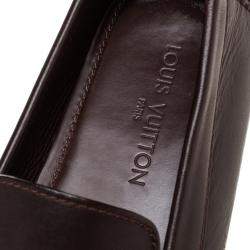 مملوكة مسبقًا حذاء لوفرز لوى فيتون سليب أون مونت كارلو جلد بنى داكن مقاس 45