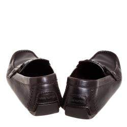 مملوكة مسبقًا حذاء لوفرز لوى فيتون سليب أون مونت كارلو جلد بنى داكن مقاس 45