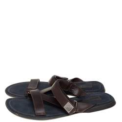 Pre Owned Louis Vuitton Brown Leather Sandals  Size 44