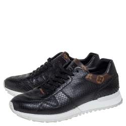 مملوكة مسبقًا Louis Vuitton Black Python and Monogram Canvas Run Away Low Top Sneakers Size 40