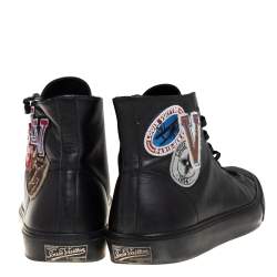 Louis Vuitton Black Leather Tattoo Trainer Boots Size 43