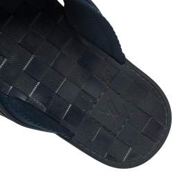 Pre Owned Louis Vuitton Blue Damier Rubber And Fabric Key Flip Flop Flat Sandals Size 43.5